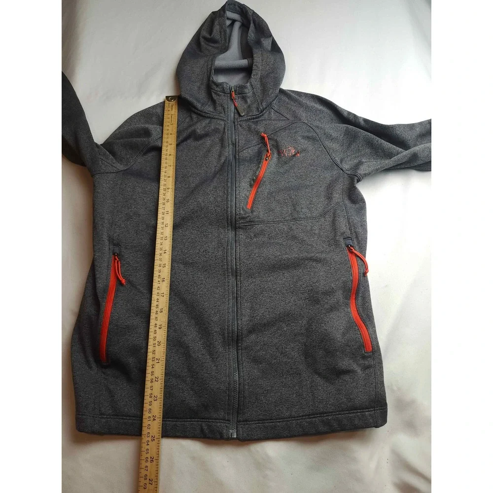 The North Face Mens Full Zip Hoodie Grey Orange Fleece Lined Jacket Size M